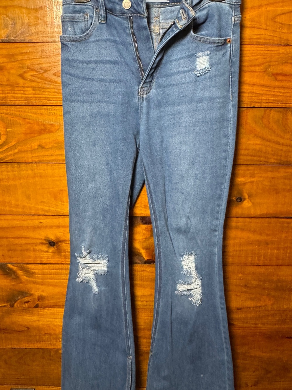 Cello Light Blue Distressed Flare Jeans